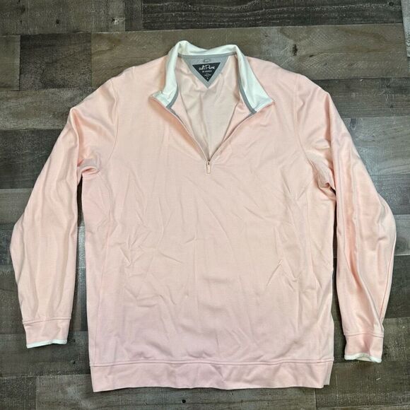 AdiPure Adidas Women’s Size Large Pullover Sweater Pink Quarter Zip Athleisure - Picture 1 of 8
